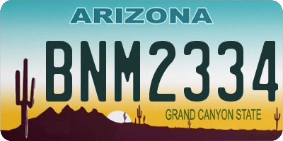 AZ license plate BNM2334