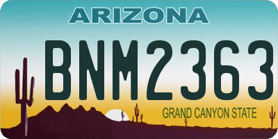 AZ license plate BNM2363