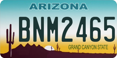 AZ license plate BNM2465