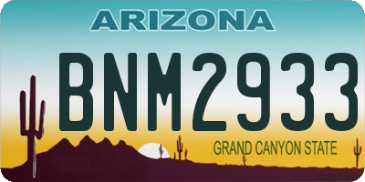 AZ license plate BNM2933