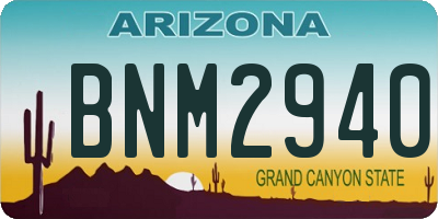 AZ license plate BNM2940