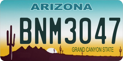 AZ license plate BNM3047