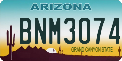 AZ license plate BNM3074