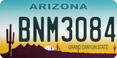 AZ license plate BNM3084