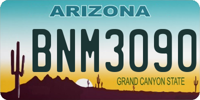 AZ license plate BNM3090