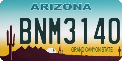 AZ license plate BNM3140