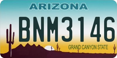 AZ license plate BNM3146