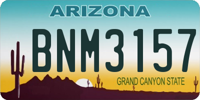 AZ license plate BNM3157