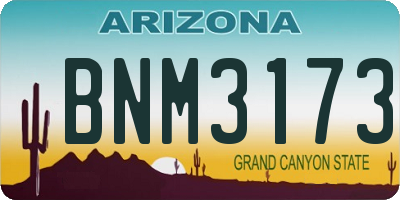 AZ license plate BNM3173