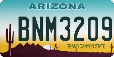 AZ license plate BNM3209