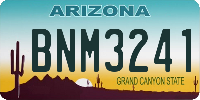 AZ license plate BNM3241
