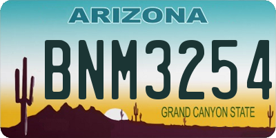 AZ license plate BNM3254