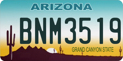 AZ license plate BNM3519