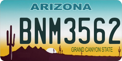 AZ license plate BNM3562