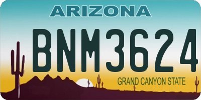 AZ license plate BNM3624