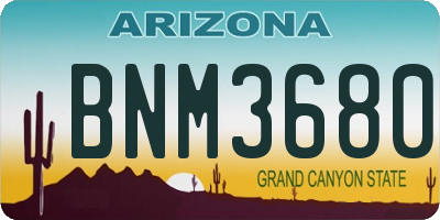 AZ license plate BNM3680