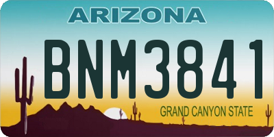 AZ license plate BNM3841