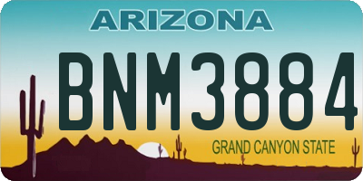 AZ license plate BNM3884