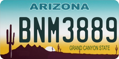 AZ license plate BNM3889