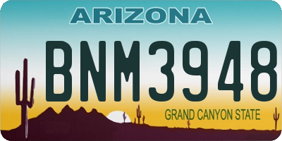 AZ license plate BNM3948