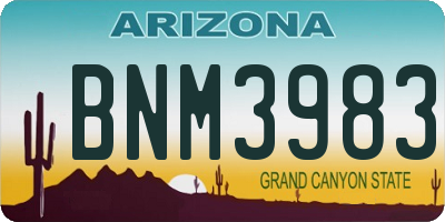AZ license plate BNM3983