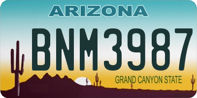 AZ license plate BNM3987