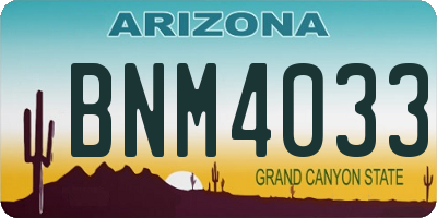 AZ license plate BNM4033