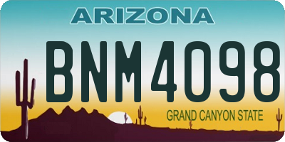 AZ license plate BNM4098