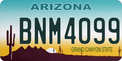 AZ license plate BNM4099