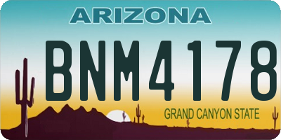 AZ license plate BNM4178