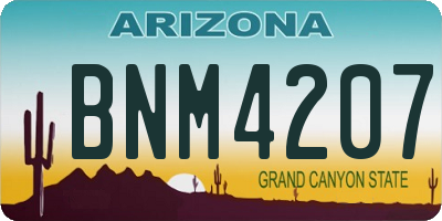 AZ license plate BNM4207