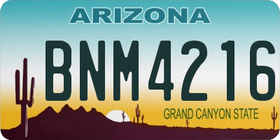 AZ license plate BNM4216