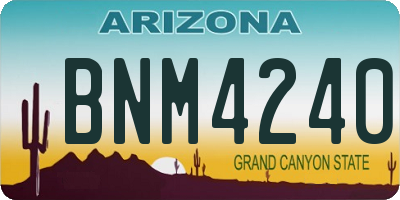AZ license plate BNM4240