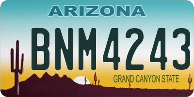 AZ license plate BNM4243