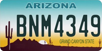 AZ license plate BNM4349