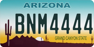AZ license plate BNM4444