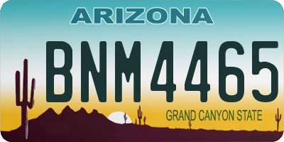 AZ license plate BNM4465