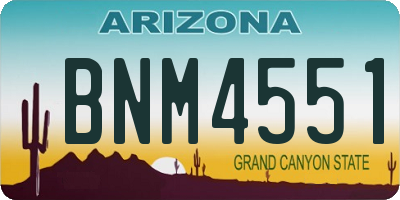 AZ license plate BNM4551