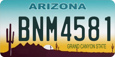 AZ license plate BNM4581