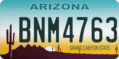 AZ license plate BNM4763
