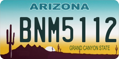 AZ license plate BNM5112