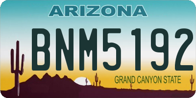 AZ license plate BNM5192