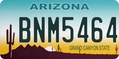 AZ license plate BNM5464