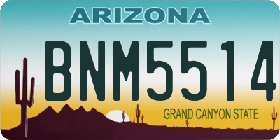 AZ license plate BNM5514
