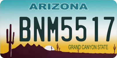 AZ license plate BNM5517