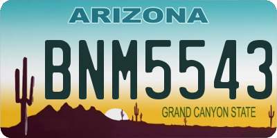 AZ license plate BNM5543