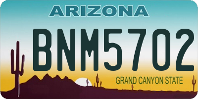 AZ license plate BNM5702