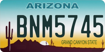 AZ license plate BNM5745