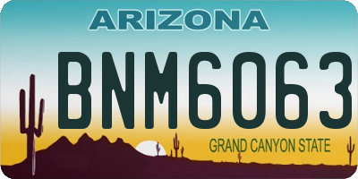 AZ license plate BNM6063