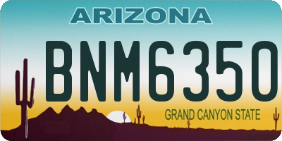AZ license plate BNM6350
